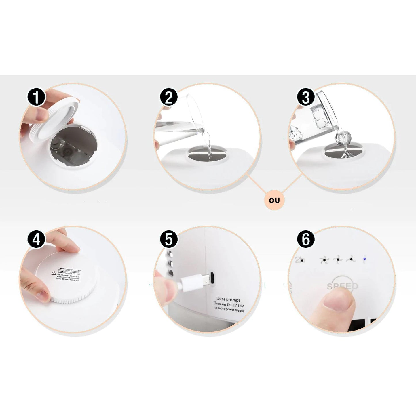 Mini bærbar klimaanlæg med multifunktion, kompakt design og LED-lys. Ideel til både hjem og rejser.