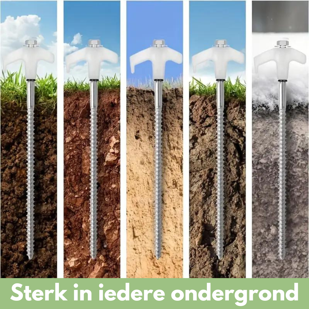 "Skrubare stålpløkker i sæt af 12, med riflet overflade, nem installation, og stormsikker stabilitet til campingbrug."