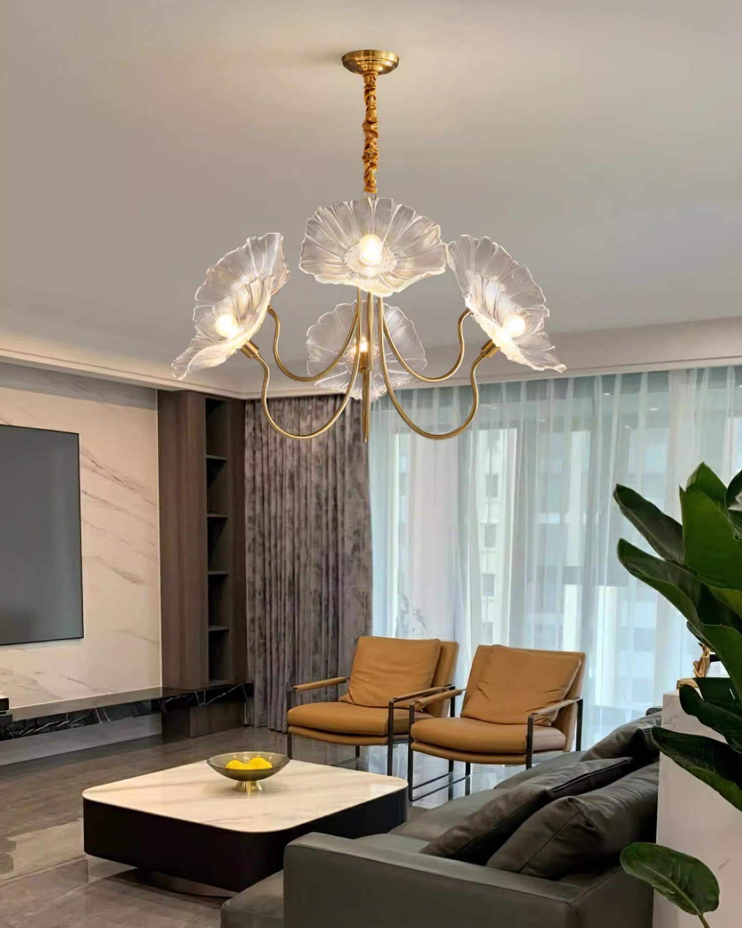 Elegant Blomsterlysekrone i Glas