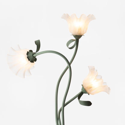 Elegant Blomster Gulvlampe i Mat Grøn