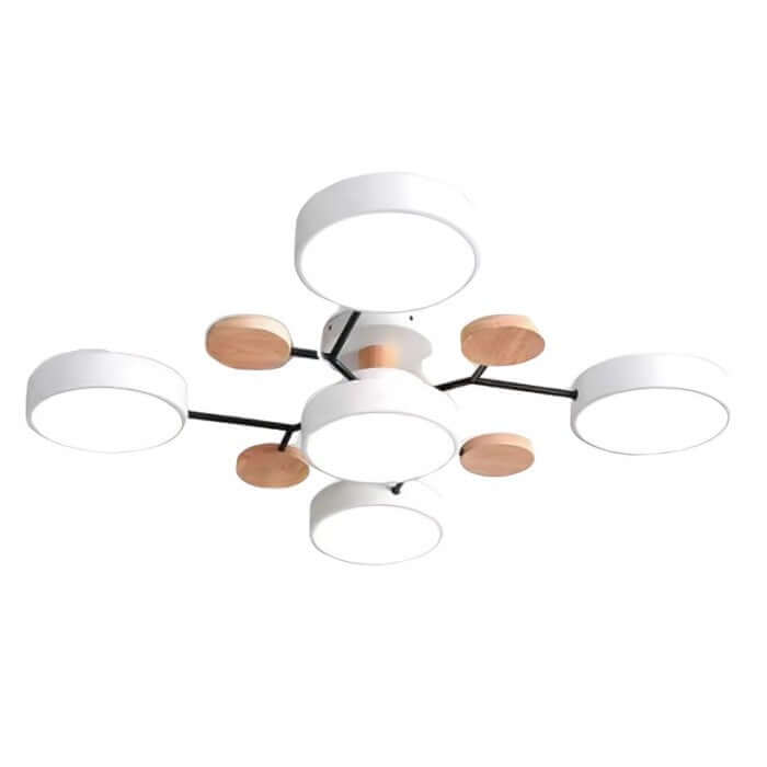 Forgrenet LED-loftslampe i træ og metal