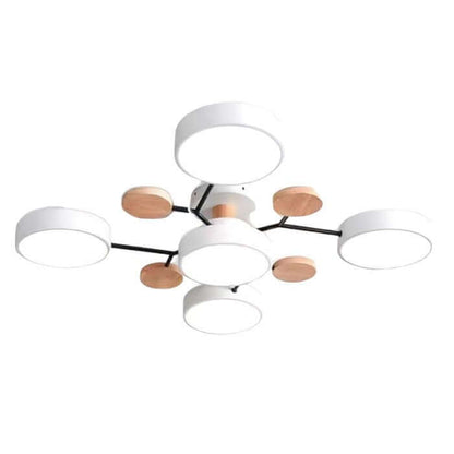 Forgrenet LED-loftslampe i træ og metal
