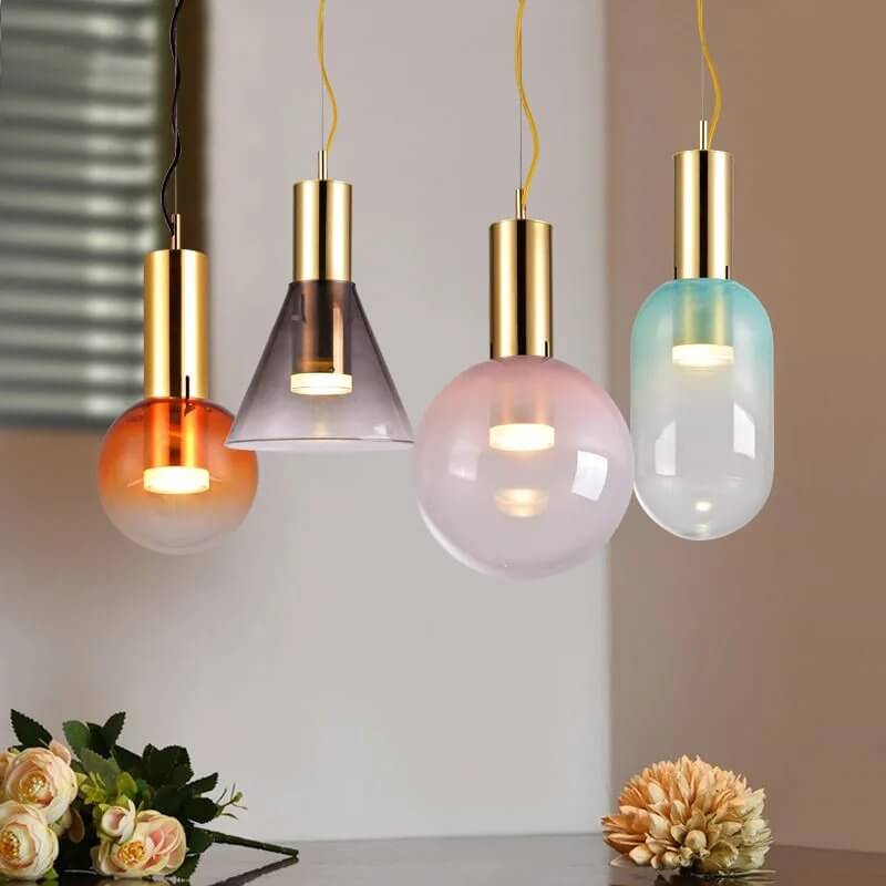 Elegant Pendel Lampe i Glas & Metal - Isabel