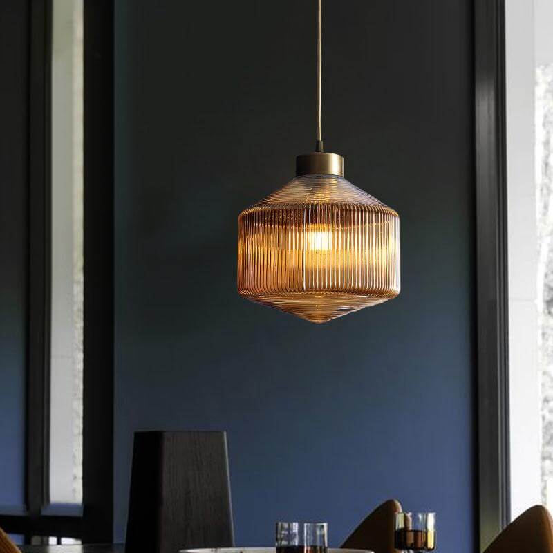 Elegant Drum Pendel Lampe i Glas
