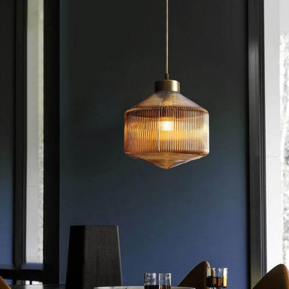 Elegant Drum Pendel Lampe i Glas