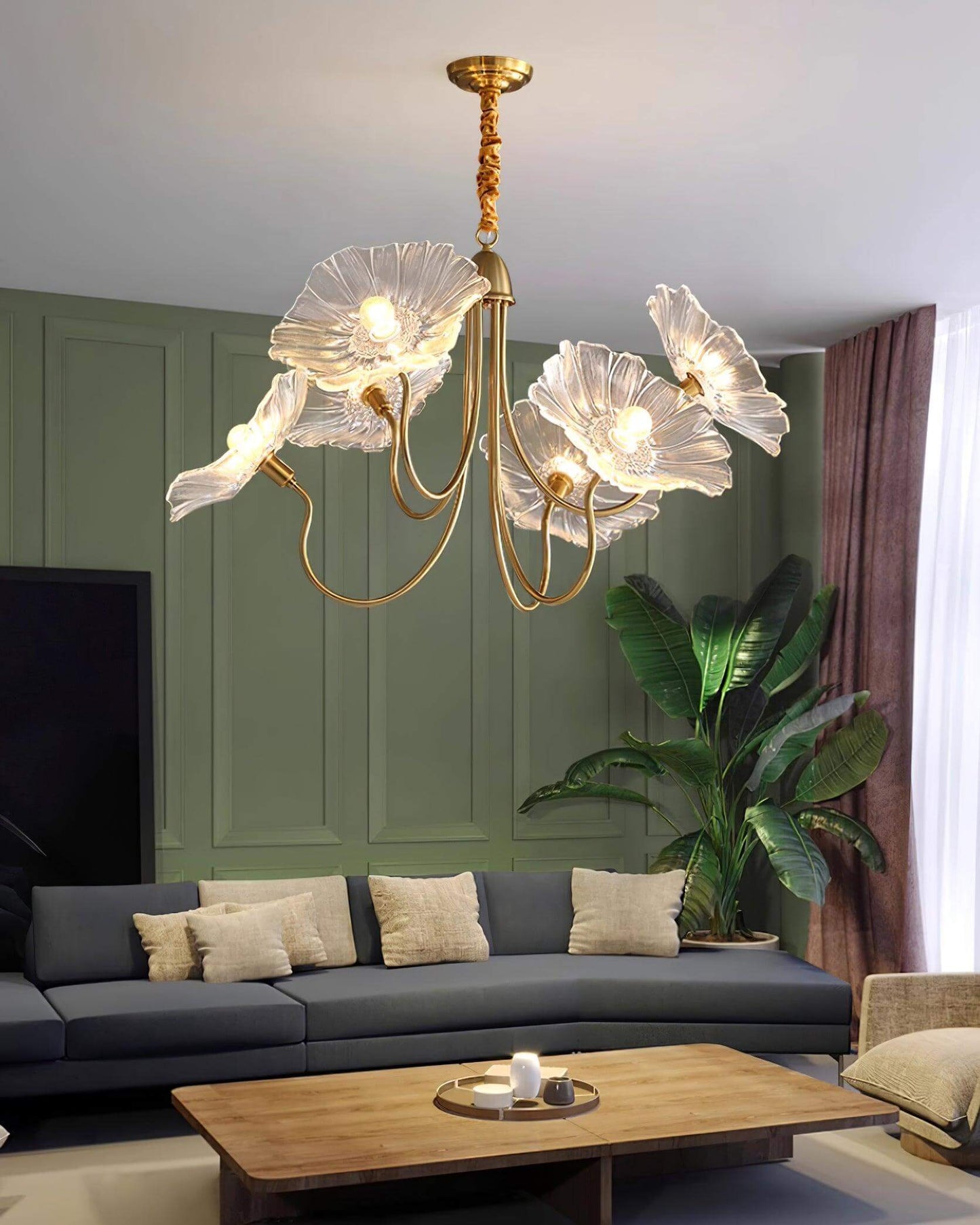 Elegant Blomsterlysekrone i Glas