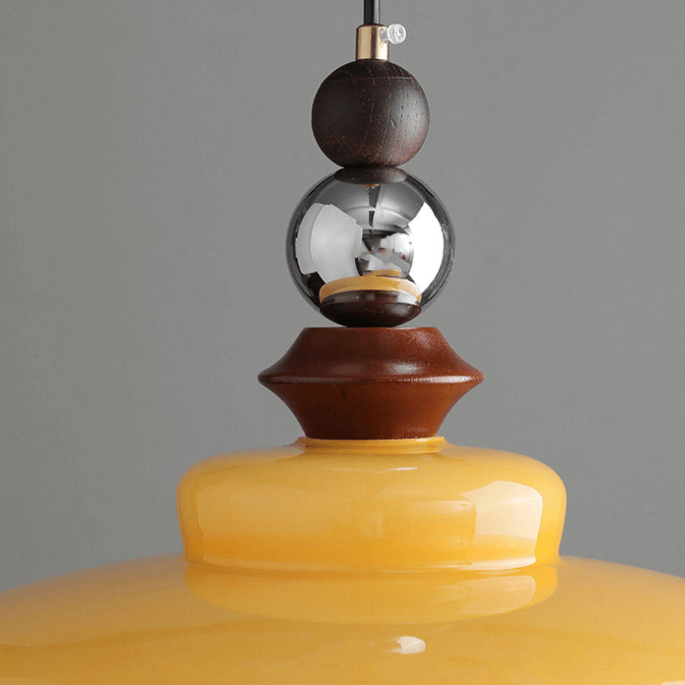 Elegant Beige Glas Pendellampe - Middelalderlig Stil