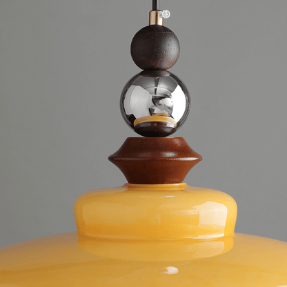 Elegant Beige Glas Pendellampe - Middelalderlig Stil