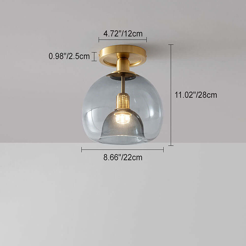 Elegant Grå Glas Loftslampe - 22cm