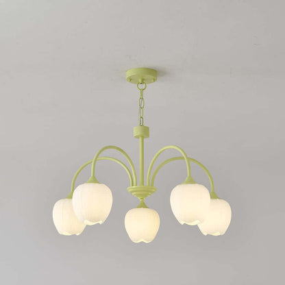 Elegant Matcha Lysekrone i Tulipandesign