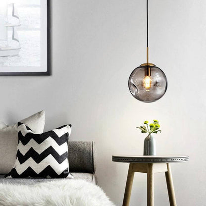 Elegant Sfærisk Glas Pendellampe - 25cm