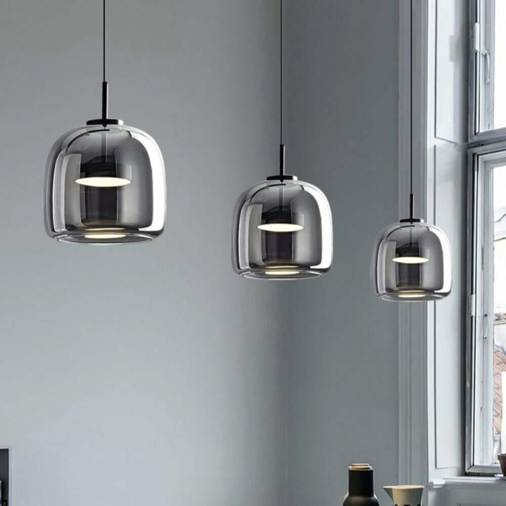 Elegant Sort Glas Pendellampe