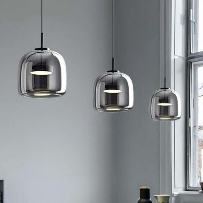 Elegant Sort Glas Pendellampe