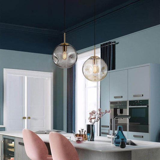 Elegant Sfærisk Glas Pendellampe - 25cm