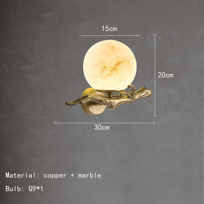 Elegant Væglampe i Kobber og Marmor