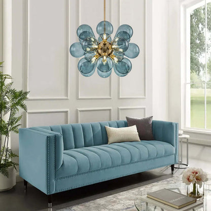 Elegant Blå Boblelysekrone - 65cm