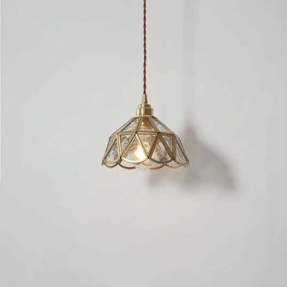 Elegant Glas Pendellampe - Messing Detaljer