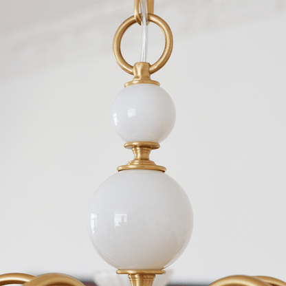 Elegant Retro Lysekrone i Cremefarvet Glas