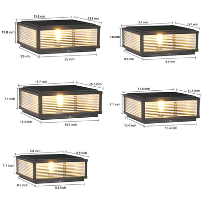 Udendørs LED Søjlelampe i Ribbet Glas - Sort