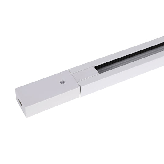 "1-faset strømskinne i hvid aluminium med kobberledere; justerbar belysning til lamper og spots, 100 cm lang."