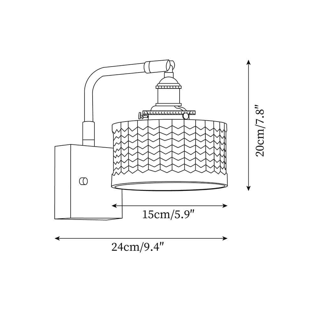 Rustik Væglampe med Grønt Kunstglas