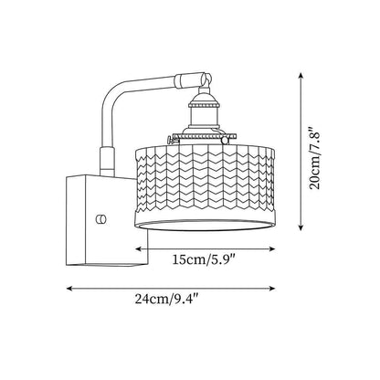 Rustik Væglampe med Grønt Kunstglas