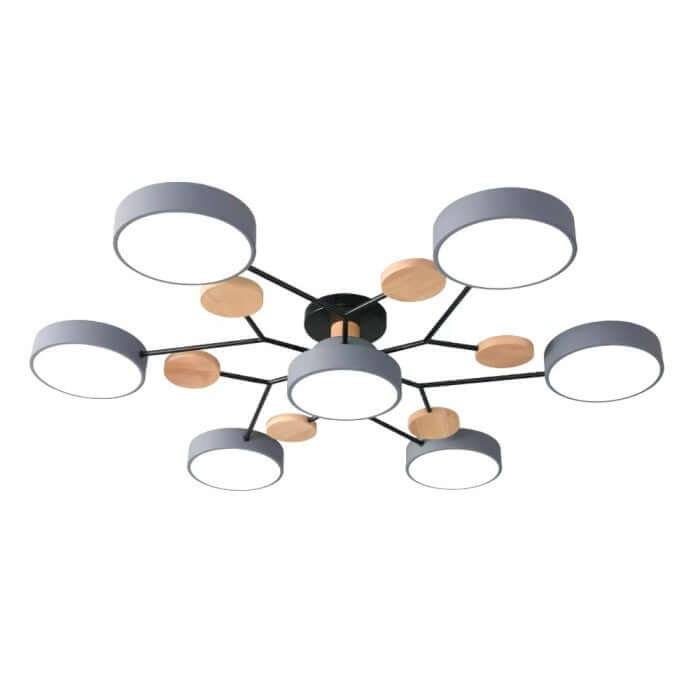 Forgrenet LED-loftslampe i træ og metal