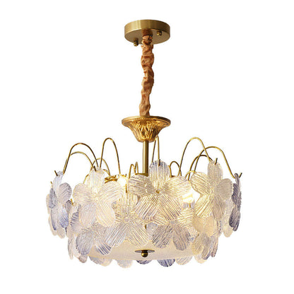 Vintage Blomsterformet Lysekrone i Farvet Glas