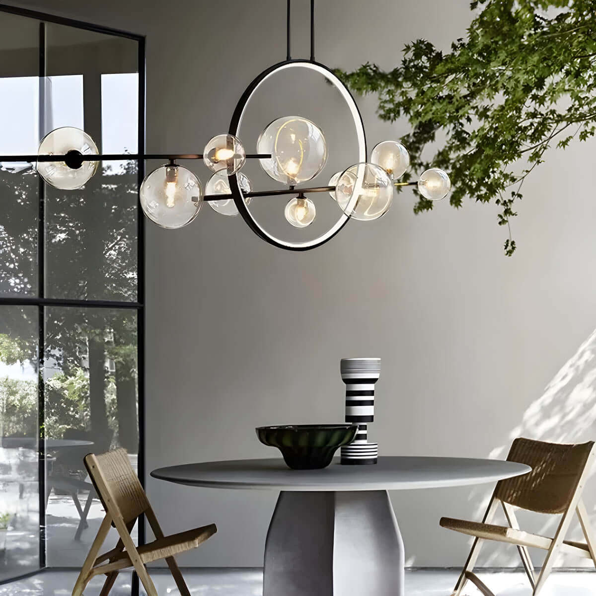 Elegant Lysekrone med Glaskugler | 100/140cm