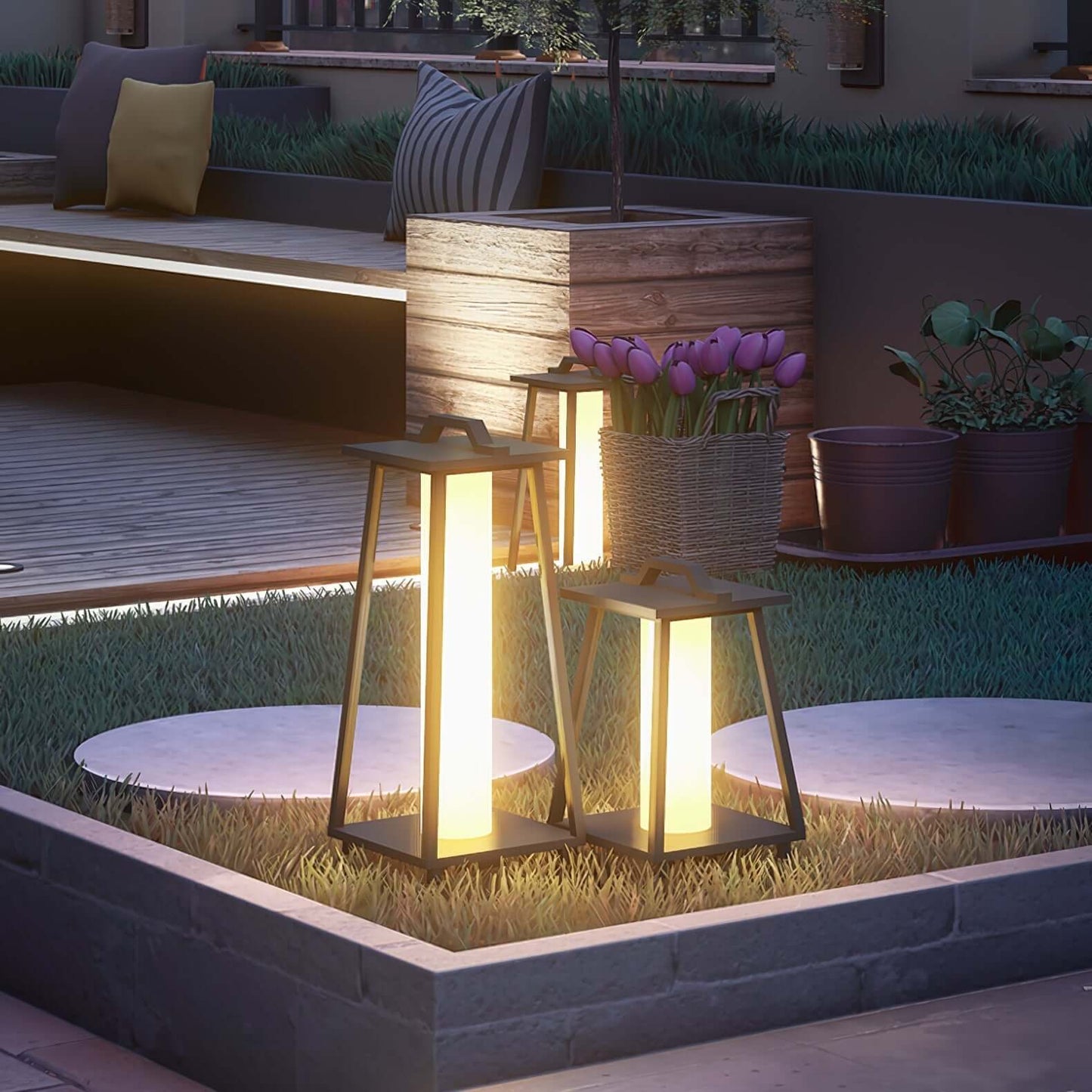 Bærbar Udendørs LED Lampe i Rustfrit Stål