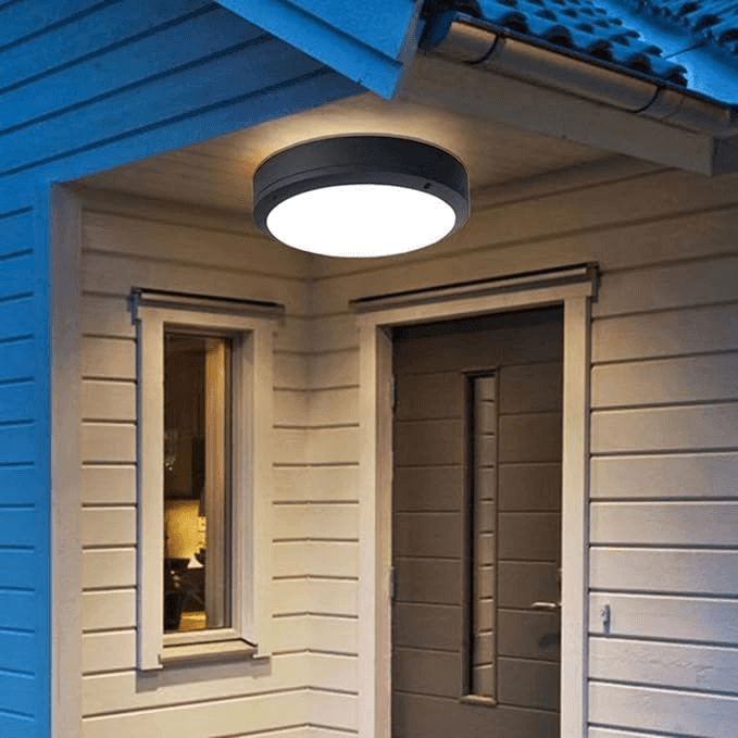 Vandtæt LED Udendørs Loftslampe Rund Aluminium