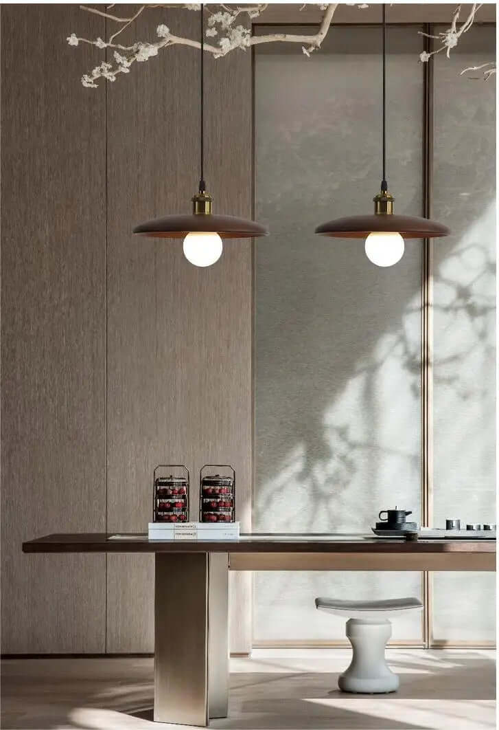 Designer loftslampe i træ med LED | Elegant belysning