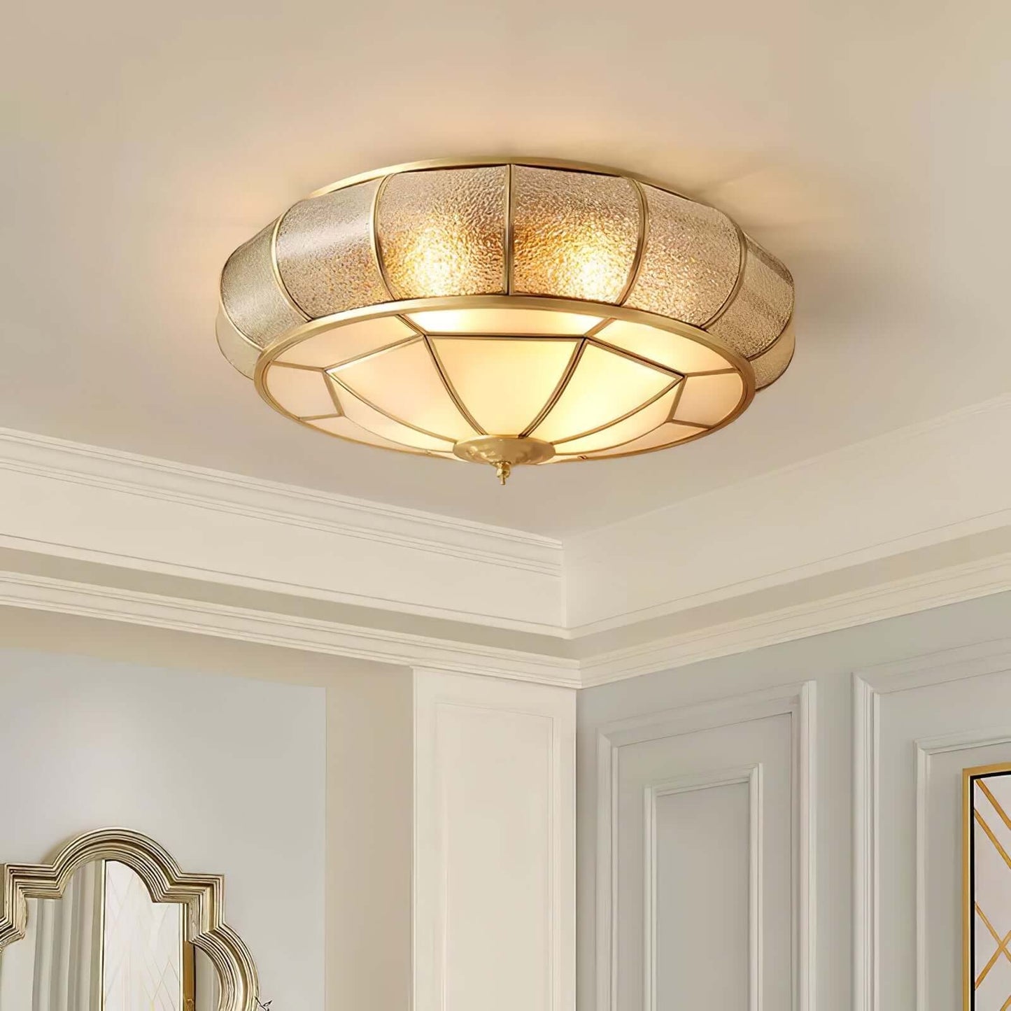 Loftslampe i Tekstureret Glas