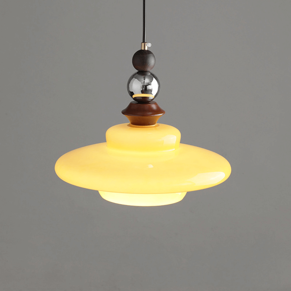 Elegant Beige Glas Pendellampe - Middelalderlig Stil