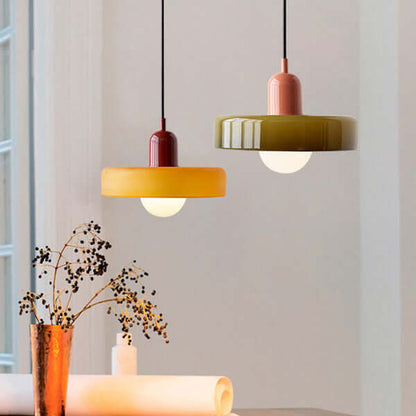 Farvet Glas Pendellampe - Bauhaus Design