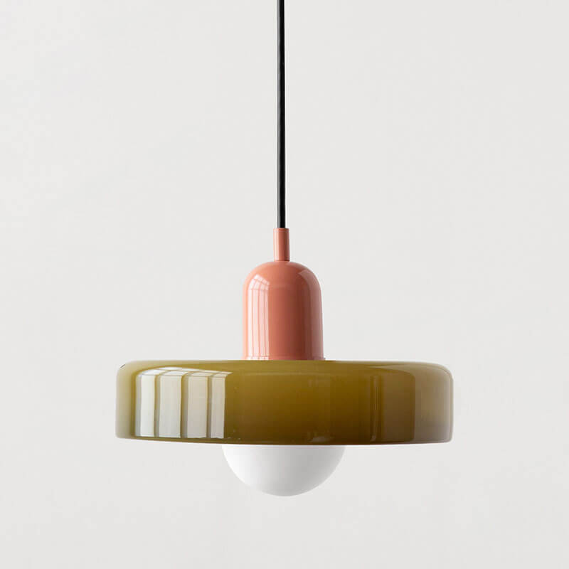 Farvet Glas Pendellampe - Bauhaus Design