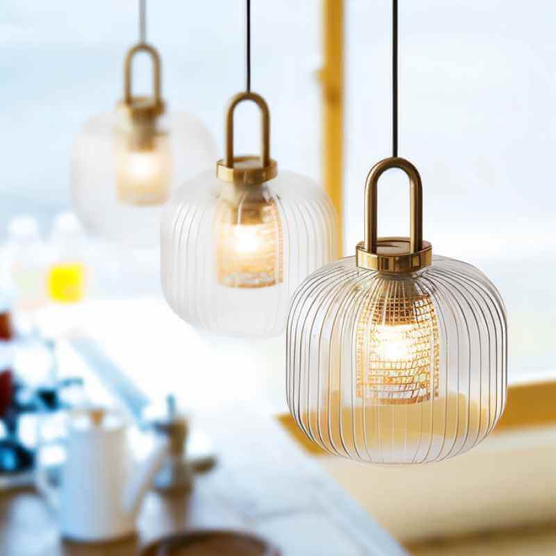 Elegant Stribet Glas Pendellampe