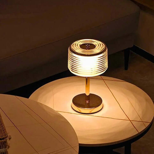Elegant LED Ring Bordlampe i Guld - 16x30cm