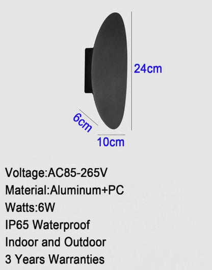 Udendørs LED Væglampe - Oval/Rektangel - 6W Varm Hvid