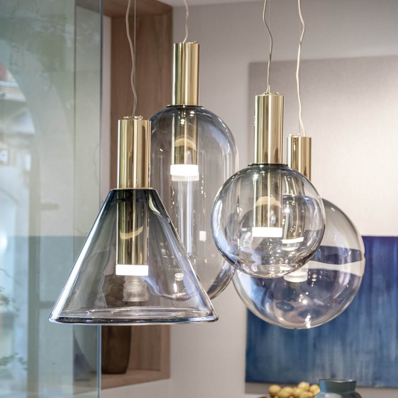 Elegant Pendel Lampe i Glas & Metal - Isabel