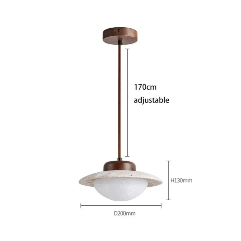 Elegant LED-pendel i sten og valnøddetræ