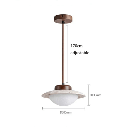 Elegant LED-pendel i sten og valnøddetræ