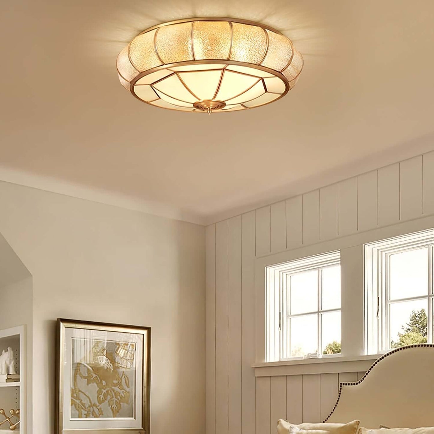 Loftslampe i Tekstureret Glas