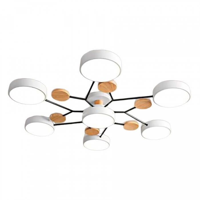 Forgrenet LED-loftslampe i træ og metal