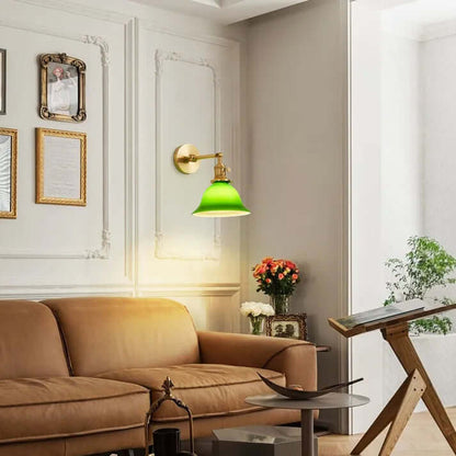 Justerbar Væglampe i Grønt Glas - Vintage Stil
