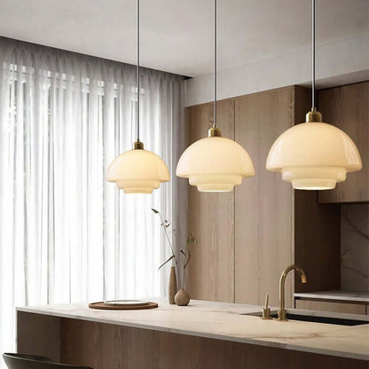Elegant Pendel i Hvidt Glas - 3 Størrelser