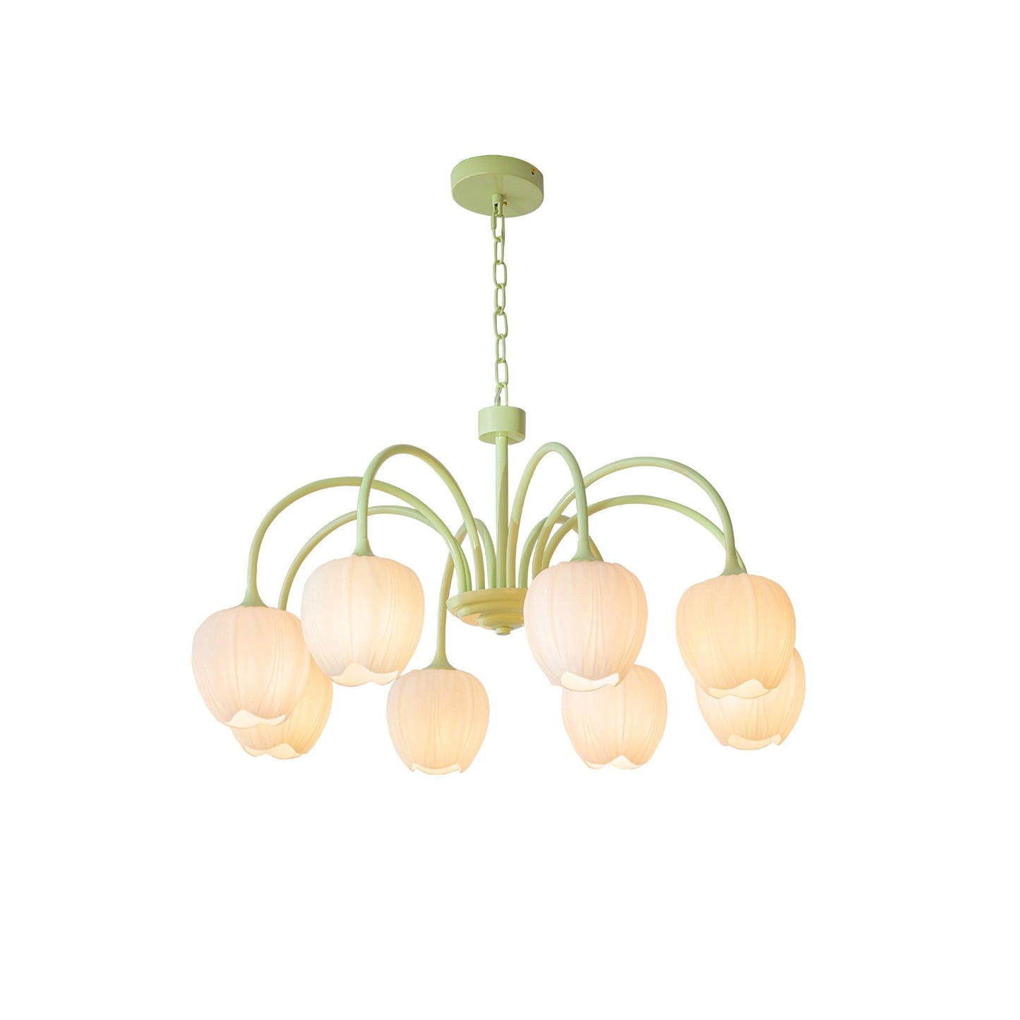 Elegant Matcha Lysekrone i Tulipandesign
