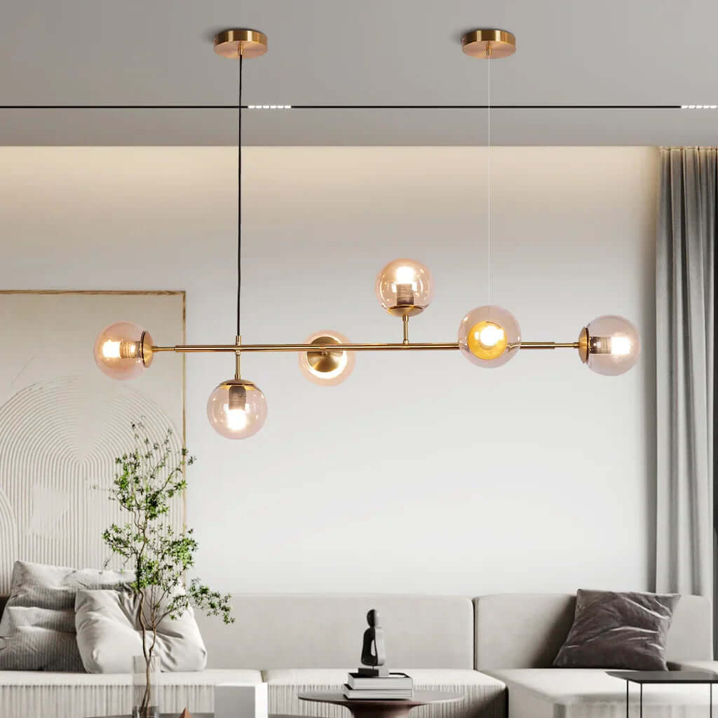 Elegant Kugle Pendel Lampe i Glas & Metal