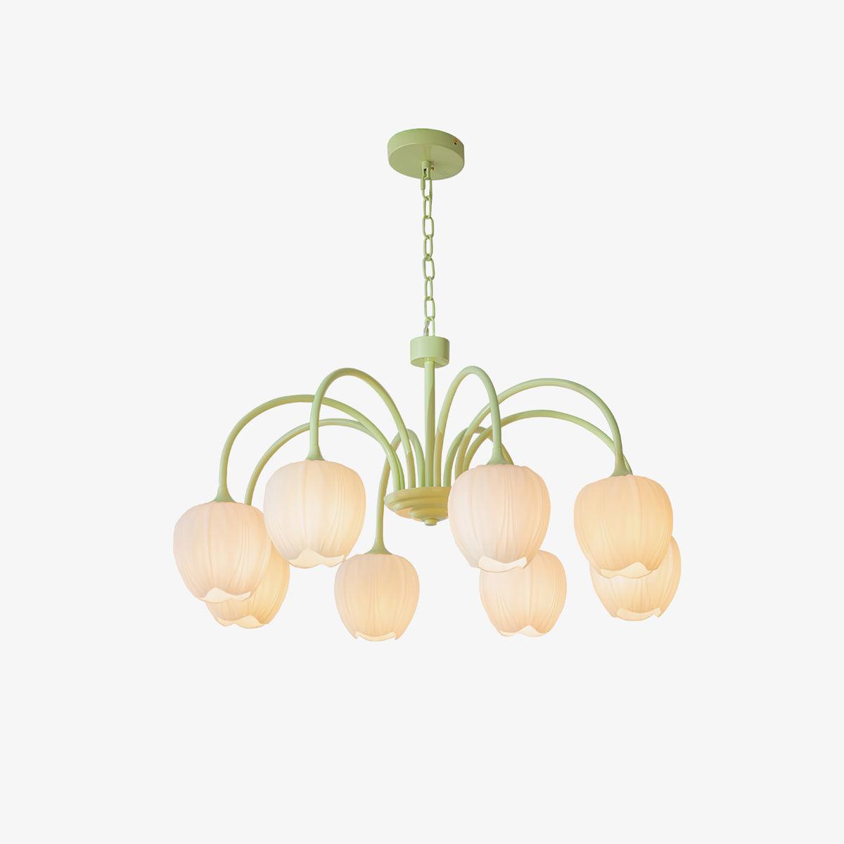 Elegant Matcha Lysekrone i Tulipandesign