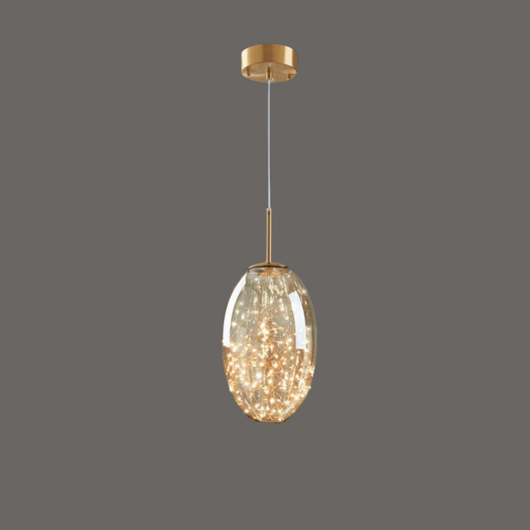 Elegant Pendel i Gråt Glas med Stjernehimmeleffekt